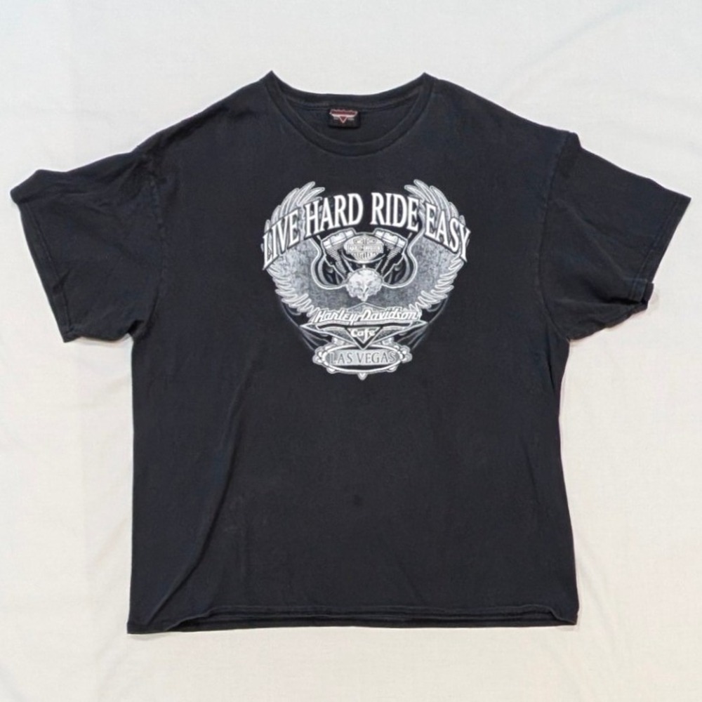 Harley-Davidson Cafe Las Vegas T-Shirt Mens 2XL Black Live Hard Ride Easy Tee